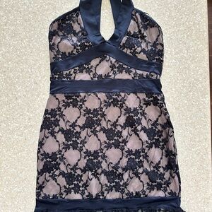 Elegant Black Lace Halter Dress